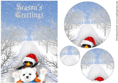 Christmas Penguin and Bear Circle Pyramage
