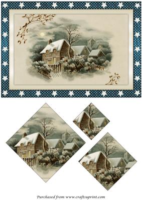Victorian Christmas Scene Diamond Pyramid