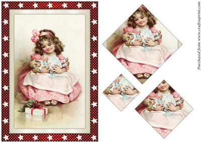 Christmas Girl with Doll Diamond Pyramid