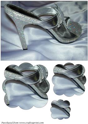 Silver Wedding Shoe Scalloped Pyramid