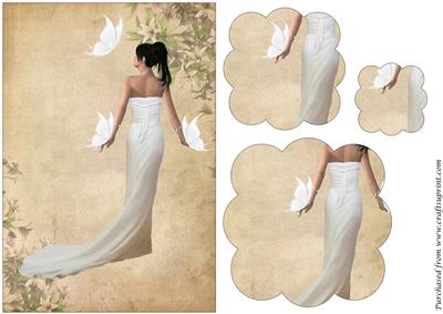 Bride in White Dress Scalloped Pyramid