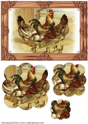 Farm Chickens Scalloped Pyramid