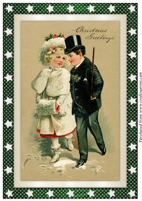 Vintage Christmas Children A4