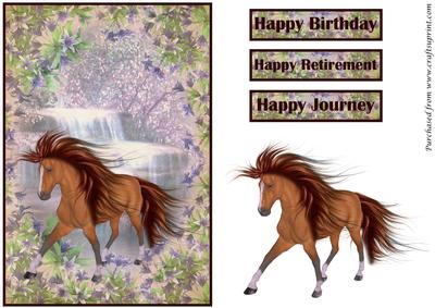 Horse and Waterfall Decoupage
