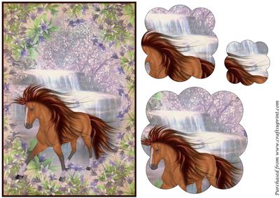 Horse and Waterfall Scalloped Pyramid