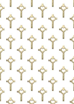 Heart Cross Gold Landscape Backing Paper