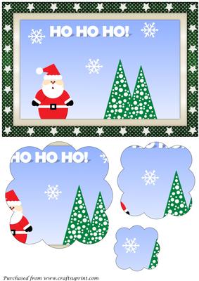 Santa and Christmas Trees Scalloped Pyramid
