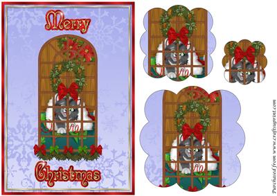 Christmas Window with Cat Scalloped Pyramid