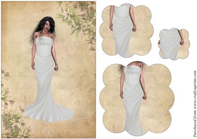 Bride with White Dress Scalloped Pyramid