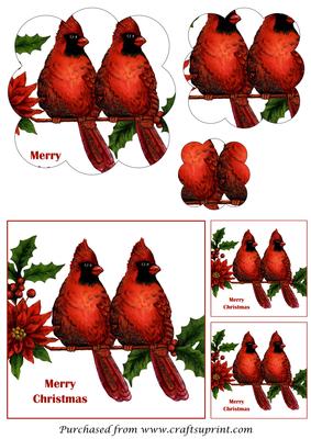 Christmas Cardinals Scalloped Pyramid