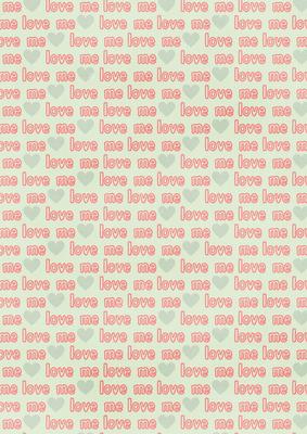 Love Me Word Valentine Landscape Backing Paper