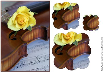 Violin and Rose Scalloped Pyramid