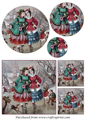 Vintage Ladies Skating Circle Pyramid
