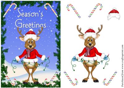 Christmas Reindeer with Lights Decoupage