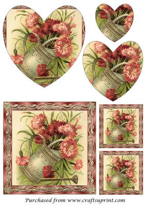 Vintage Floral Birthday Card Heart Shaped Pyramid