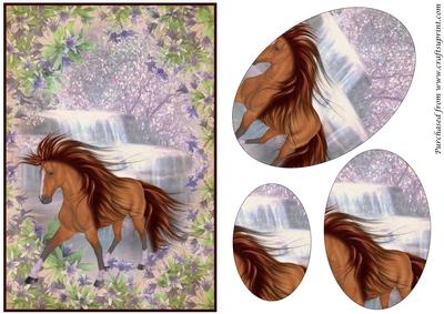 Horse and Waterfall Oval Pyramid