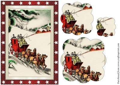 Vintage Christmas Scene Scalloped Pyramid