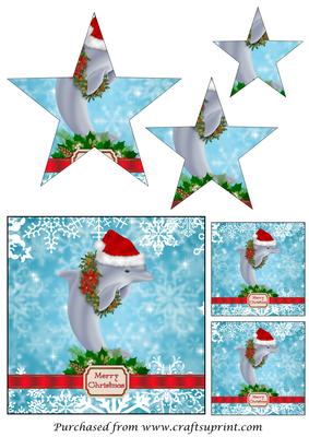 Santa Dolphin with Wreath Star Pyramid