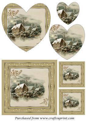 Victorian Christmas Scene Heart Shaped Pyramage