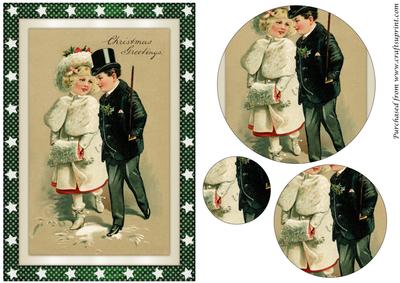 Vintage Christmas Children Circle Pyramid