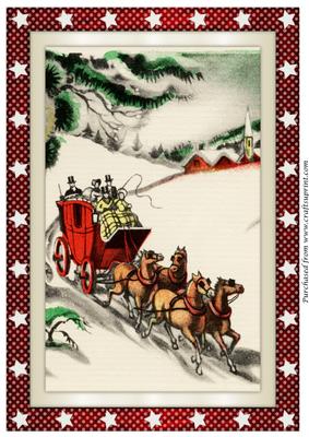Vintage Christmas Scene A4