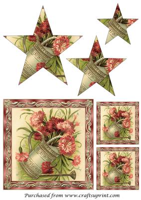 Vintage Floral Birthday Card Star Pyramid