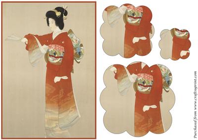 Vintage Japanese Lady Scalloped Pyramid