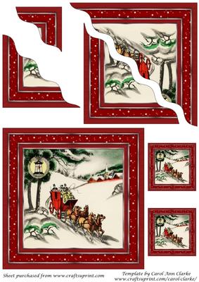 Vintage Christmas Scene Square Wavy Corner Stacker