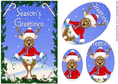 Christmas Reindeer with Lights Oval Pyramid