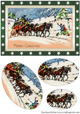 Vintage Christmas Coach Oval Pyramid