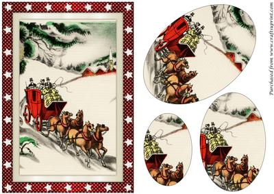 Vintage Christmas Scene Oval Pyramid