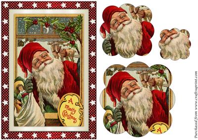 Santa Claus at Window Scalloped Pyramid