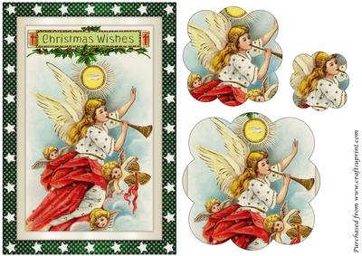Christmas Angels Scalloped Pyramid