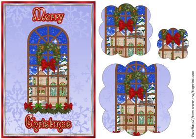 Christmas Window with Church Scalloped Pyramid
