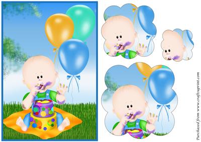Baby Boy Outdoor Birthday Scalloped Pyramage