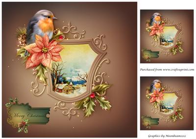 Christmas Robin and Vintage Scene Topper
