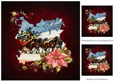 Vintage Christmas Coach Framed Topper