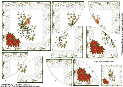 Christmas Robin on Branch Curved Spiral Stacker