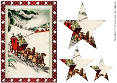 Vintage Christmas Scene Star Pyramid