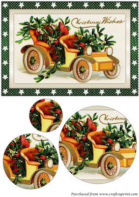 Christmas Car with Mistletoe Circle Pyramid