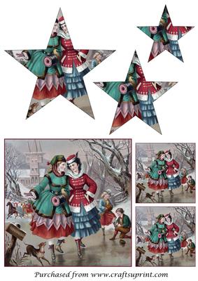 Vintage Ladies Skating Star Pyramid