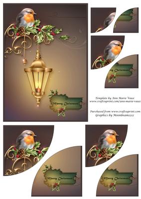 Christmas Robin on Street Lamp Duo Corner Stacker