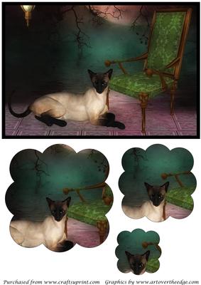 Cat and Armchair Scalloped Pyramid