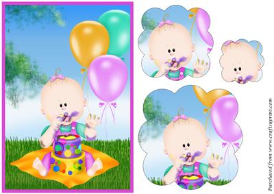 Baby Girl Outdoor Birthday Scalloped Pyramage