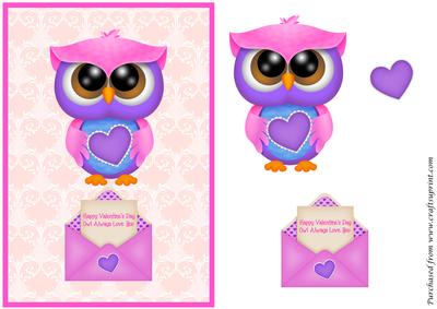 Valentine Owl with Heart Decoupage