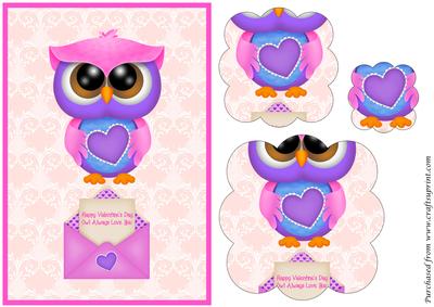 Valentine Owl with Heart Scalloped Pyramid