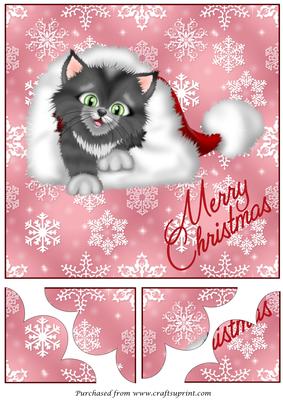 Kitty in Santa Hat Quadro Petal Corner Stacker