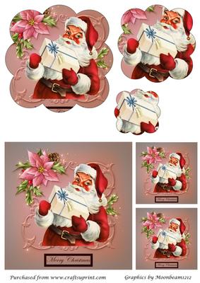 Santa with Gift Scalloped Pyramid