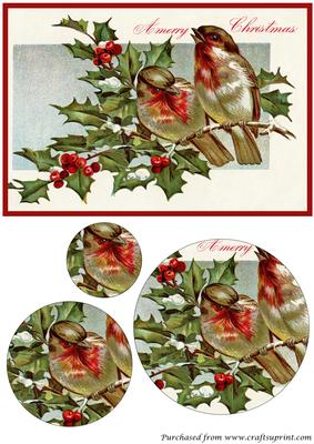 Vintage Christmas Birds Circle Pyramid