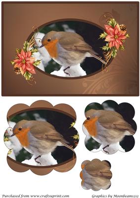 Christmas Robin Framed Scalloped Pyramid